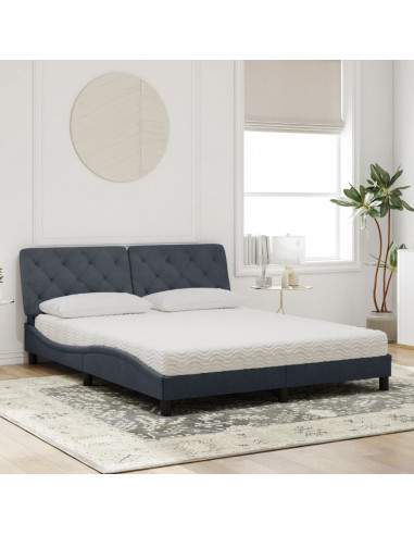 Letto con Materasso Grigio Scuro 160x200 cm in Velluto