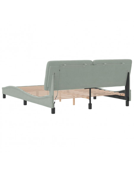 Giroletto con Luci LED Grigio Chiaro 160x200 cm in Velluto
