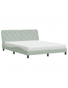 Letto con Materasso Grigio Chiaro 160x200 cm in Velluto