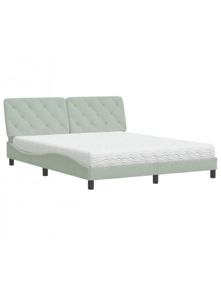 Letto con Materasso Grigio Chiaro 160x200 cm in Velluto