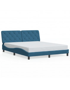 Giroletto con Testiera Blu 160x200 cm in Velluto