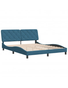 Giroletto con Testiera Blu 160x200 cm in Velluto 2