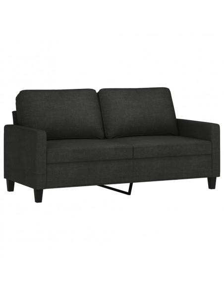 Set di Divani 3 pz con Cuscini Nero in Tessuto