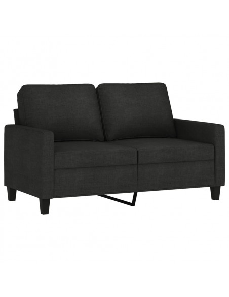 Set di Divani 3 pz con Cuscini Nero in Tessuto