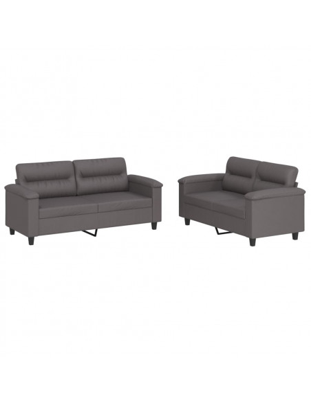 Set di Divani 2 pz con Cuscini Grigio in Similpelle