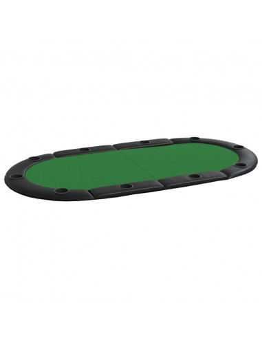 Piano Tavolo da Poker Pieghevole 10 Giocatori Verde 208x106x3cm