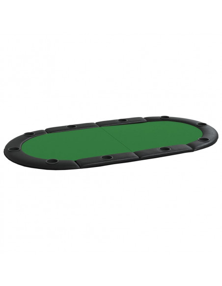 Piano Tavolo da Poker Pieghevole 10 Giocatori Verde 208x106x3cm