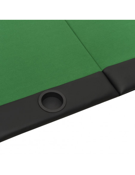 Piano Tavolo da Poker Pieghevole 10 Giocatori Verde 208x106x3cm