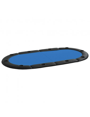 Piano Tavolo da Poker Pieghevole 10 Giocatori Blu 208x106x3 cm