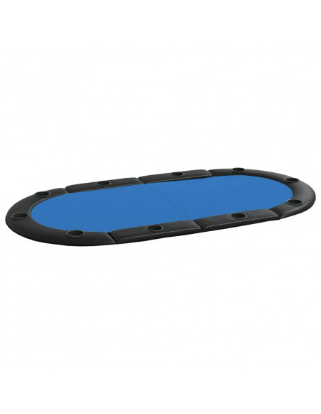 Piano Tavolo da Poker Pieghevole 10 Giocatori Blu 208x106x3 cm