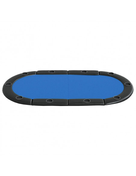 Piano Tavolo da Poker Pieghevole 10 Giocatori Blu 208x106x3 cm