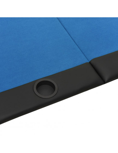 Piano Tavolo da Poker Pieghevole 10 Giocatori Blu 208x106x3 cm