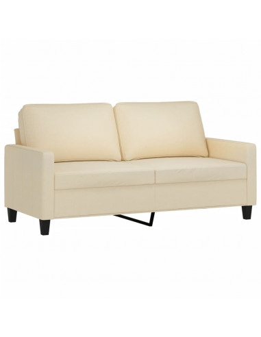 Set di Divani 3 pz con Cuscini Crema in Tessuto