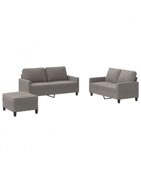 Set di Divani 3 pz con Cuscini Tortora in Tessuto