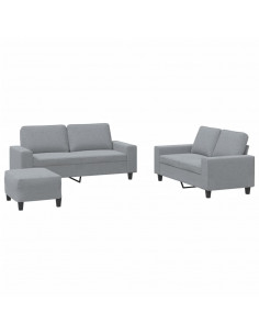 Set di Divani 3 pz Grigio Chiaro in Tessuto