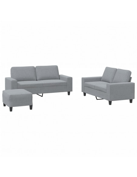 Set di Divani 3 pz Grigio Chiaro in Tessuto