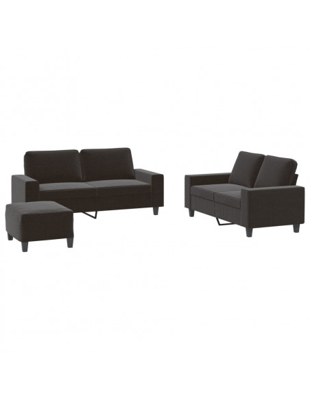 Set d Divani 3 pz Nero in Tessuto