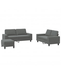 Set di Divani 3 pz Grigio Scuro in Tessuto