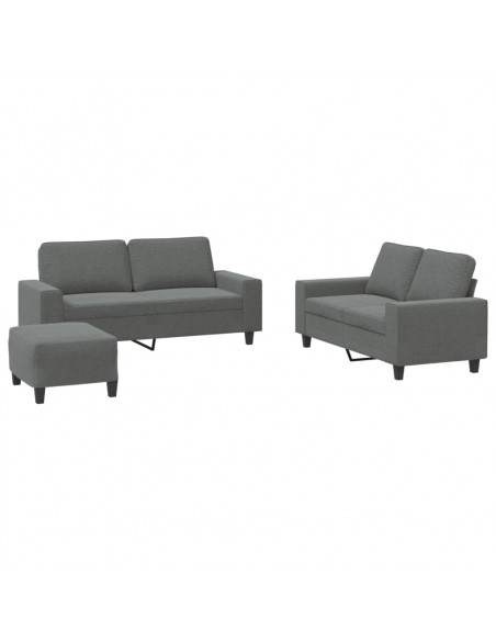 Set di Divani 3 pz Grigio Scuro in Tessuto