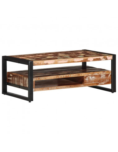 Tavolino Salotto Multicolore 90x50x36cm Legno Massello Recupero