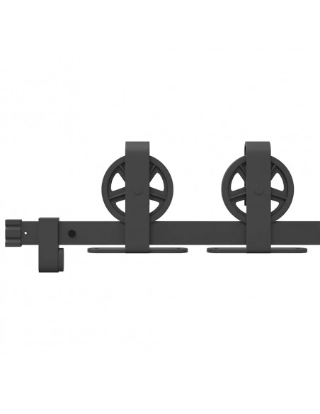 Kit di Binari per Porte Scorrevoli 200 cm Acciaio Nero