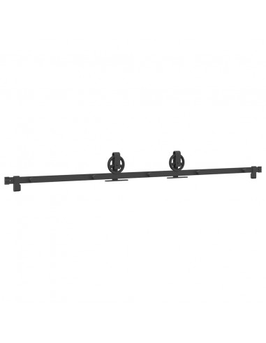 Kit di Binari per Porte Scorrevoli 200 cm Acciaio Nero