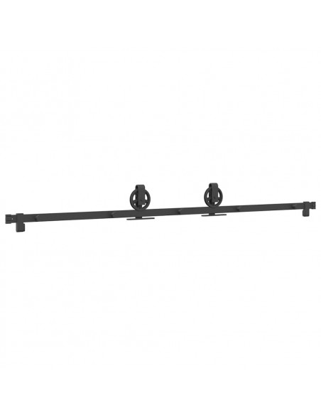 Kit di Binari per Porte Scorrevoli 200 cm Acciaio Nero