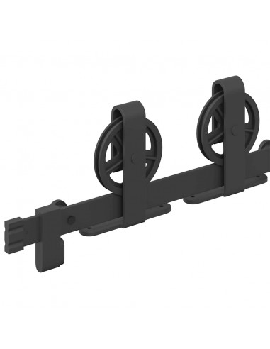 Kit di Binari per Porte Scorrevoli 200 cm Acciaio Nero