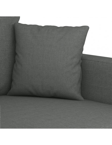 Set di Divani 3 pz con Cuscini Grigio Scuro in Tessuto
