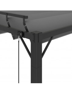 Gazebo con Tetto a Lamelle 3x4 m in Tessuto Antracite/Alluminio