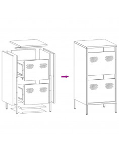 Credenza Antracite 35x39x73,5 cm in Acciaio Laminato a Freddo