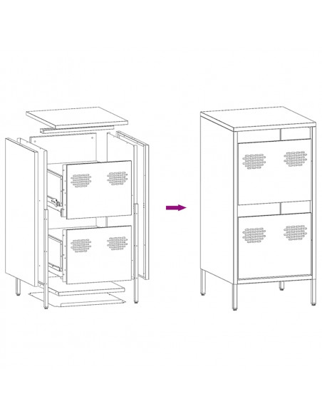Credenza Antracite 35x39x73,5 cm in Acciaio Laminato a Freddo