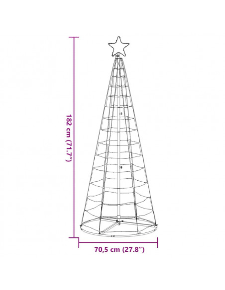 Illuminazione Albero di Natale a Cono 200LED Bianco Caldo 182cm