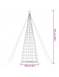 Illuminazione Albero Natale a Cono 1534 LED Bianco Caldo 503 cm