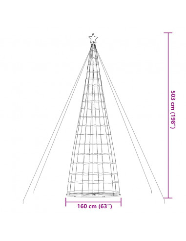 Illuminazione Albero Natale a Cono 1534 LED Bianco Caldo 503 cm