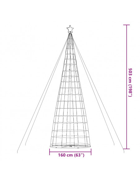 Illuminazione Albero Natale a Cono 1534 LED Bianco Caldo 503 cm