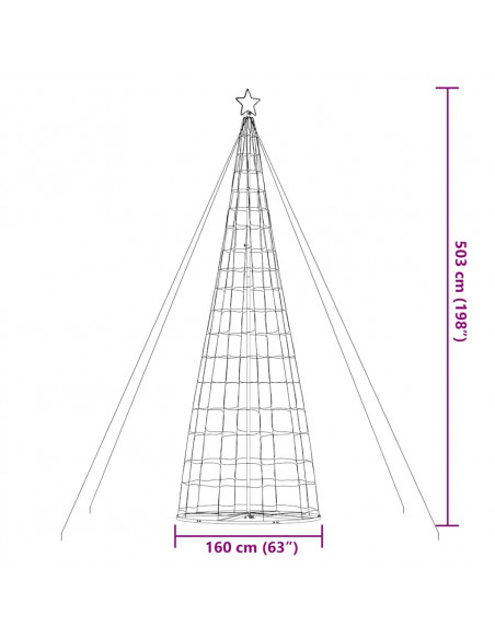 Illuminazione Albero Natale a Cono 1534 LED Colorati 503 cm