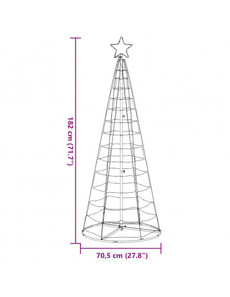 Illuminazione Albero Natale a Cono 200 LED Bianco Freddo 182 cm