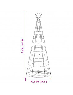 Illuminazione Albero Natale a Cono 200 LED Colorati 182 cm