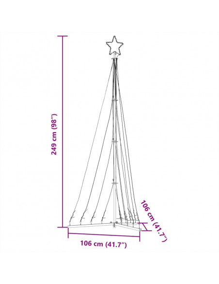 Illuminazione per Albero di Natale 447 LED Bianco Caldo 249 cm
