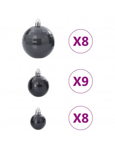 Palline di Natale 100 pz Neri Ø3/4/6 cm