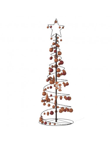 Cono Luminoso Albero Natale Palline 100 LED Bianco Caldo 150 cm