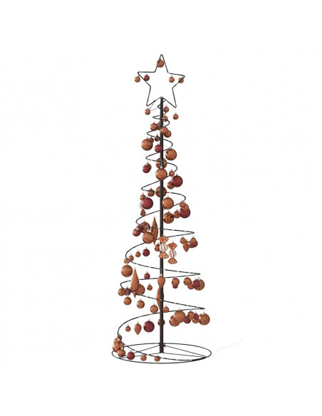 Cono Luminoso Albero Natale Palline 100 LED Bianco Caldo 150 cm