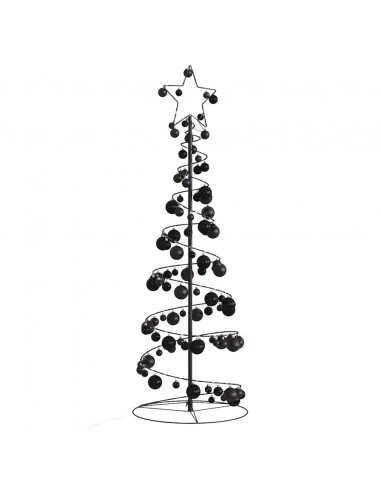 Cono Luminoso Albero Natale Palline 100 LED Bianco Caldo 150 cm