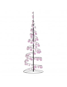 Cono Luminoso Albero Natale Palline 100 LED Bianco Caldo 150 cm