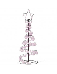 Cono Luminoso Albero Natale Palline 80 LED Bianco Caldo 120 cm