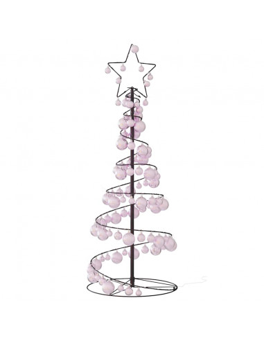 Cono Luminoso Albero Natale Palline 80 LED Bianco Caldo 120 cm