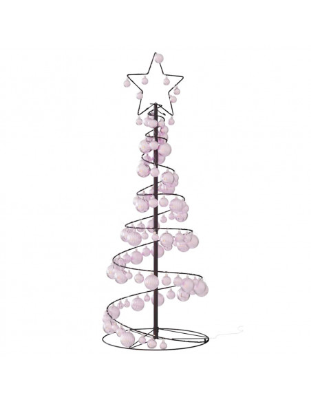 Cono Luminoso Albero Natale Palline 80 LED Bianco Caldo 120 cm