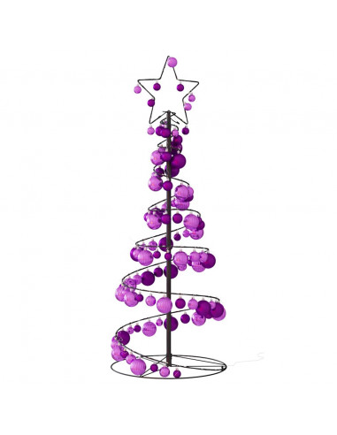 Cono Luminoso Albero Natale Palline 80 LED Bianco Caldo 120 cm