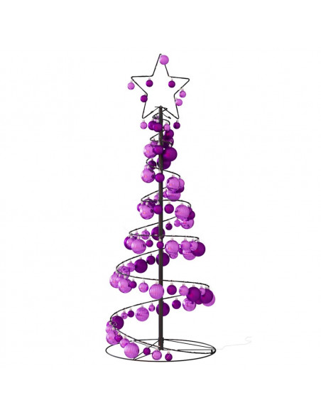 Cono Luminoso Albero Natale Palline 80 LED Bianco Caldo 120 cm